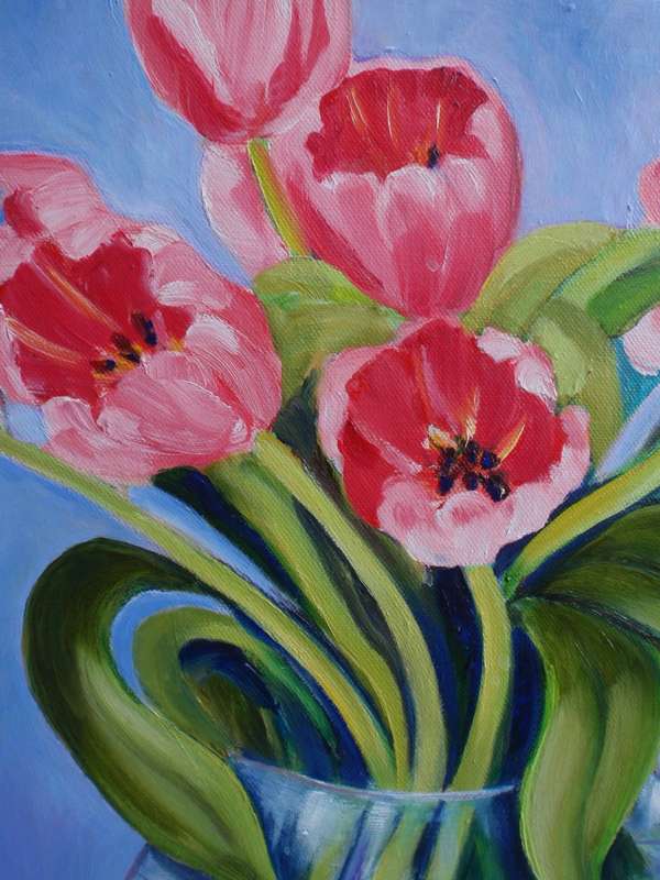 Original Arlene McDade `Tulips` on canvas - Invest in S.African artists.