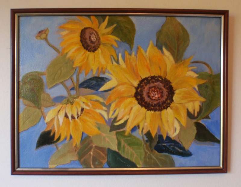Gorgeous original painting `Sunflowers` beautifully framed.
