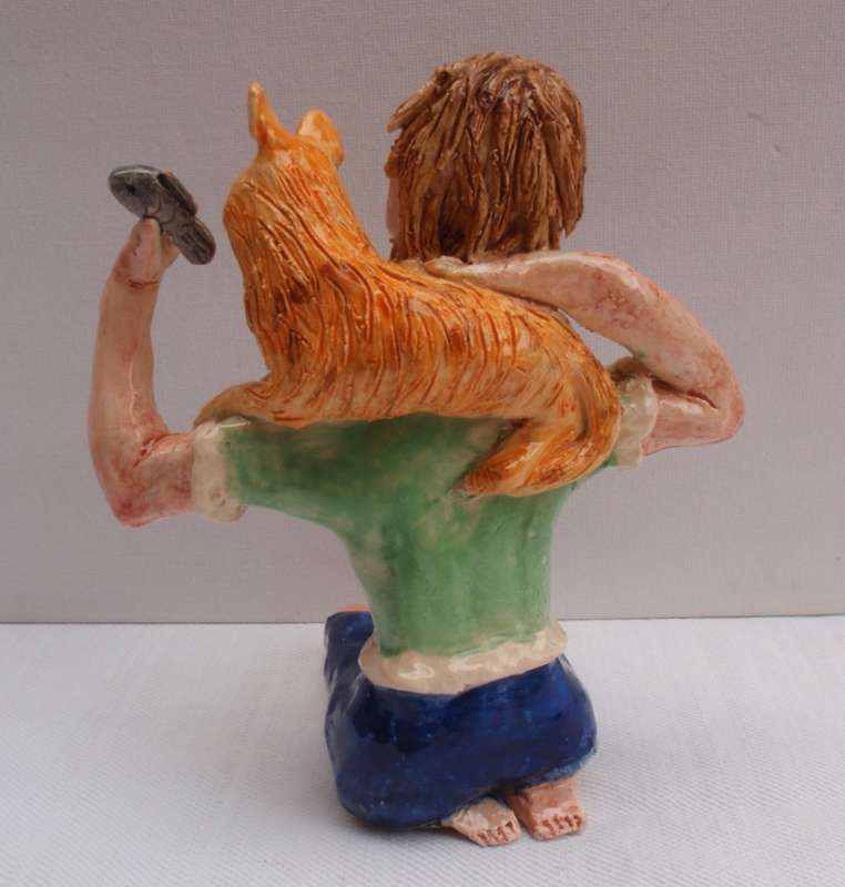 Pottery, Pet Lovers. Whimsical, weird, wonky and wonderful.  Unique set of three adorable pieces.