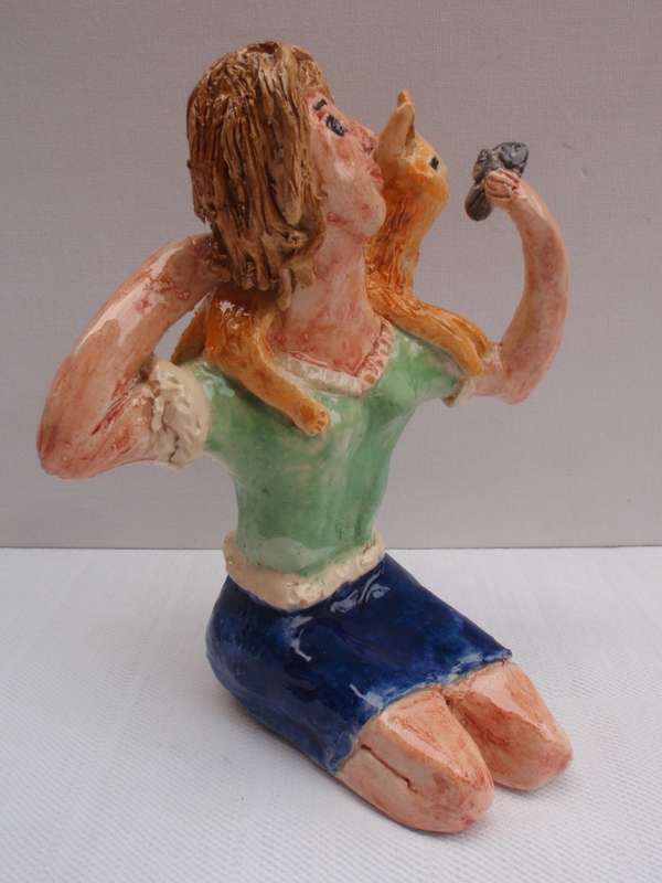 Pottery, Pet Lovers. Whimsical, weird, wonky and wonderful.  Unique set of three adorable pieces.