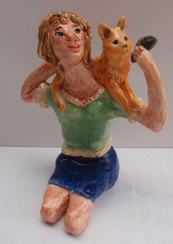 Pottery, Pet Lovers. Whimsical, weird, wonky and wonderful.  Unique set of three adorable pieces.