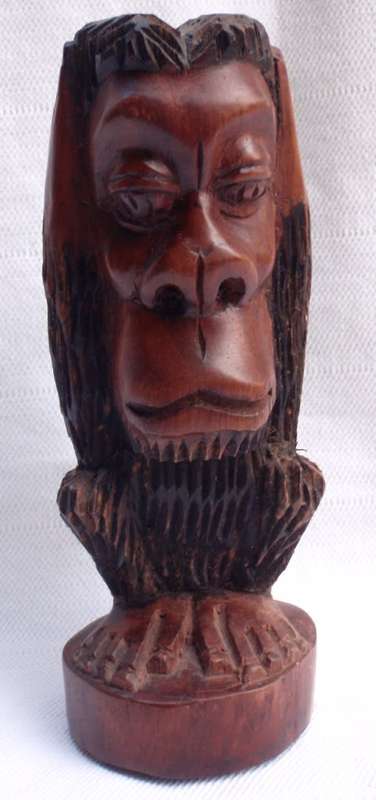 BEAUTIFUL AFRICAN CARVING - `HEAR NO EVIL` ONLY SURVIVING MEMBER OF HIS TROOP!!!
