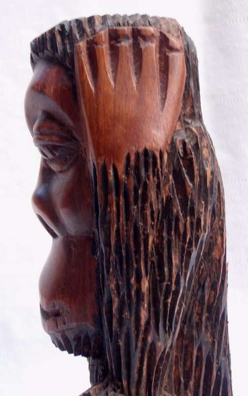 BEAUTIFUL AFRICAN CARVING - `HEAR NO EVIL` ONLY SURVIVING MEMBER OF HIS TROOP!!!