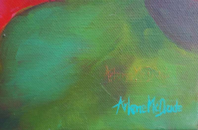 Original Arlene McDade `Ruby Hibiscus` Well documented S.African artist.