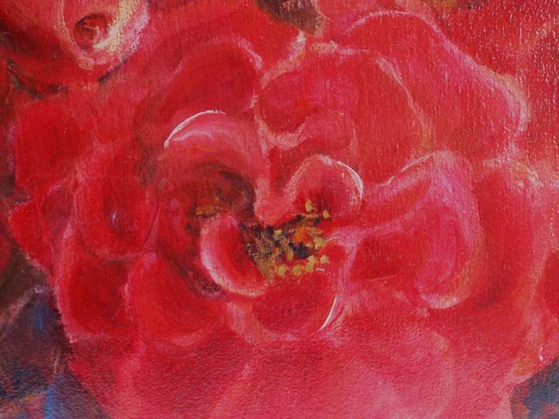 Original oil by Colleen Hamer AWSSA. Red Floribunda Roses. Rich rosey hues, beautiful
