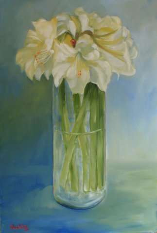 Original Arlene McDade `White Amaryllis` WELL BELOW GALLERY PRICE