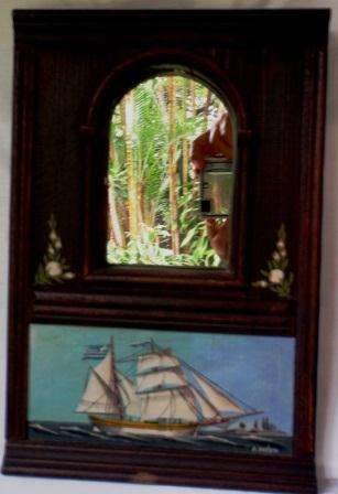 UNIQUE, VINTAGE FRAMED MIRROR - WITH ORIGNAL ART WORK!!!
