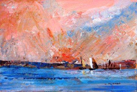 Original Oil 'Yachts At Sunset' by C.MacKinnon STUNNING ART BY VERY ACCOMPLISHED ARTIST