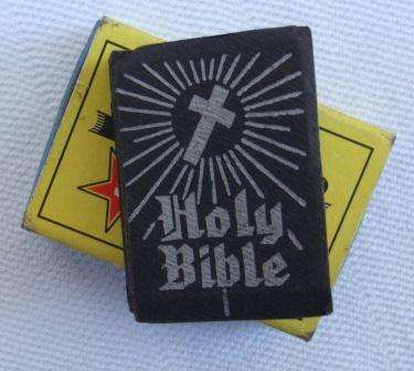 VINTAGE,MINIATURE BIBLE (smaller than a matchbox!)