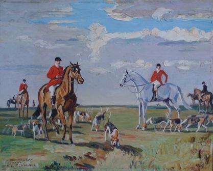 VINTAGE - ORIGINAL OIL PAINTING 'TALLY HO'