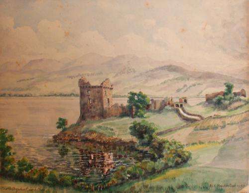 VINTAGE WATERCOLOUR - SIGNED  W.S.MACKINTOSH 1950! CASTLE URQUHART, LOCH NESS.