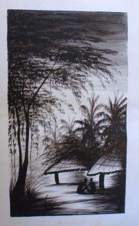 ORIGINALS -FIVE BLACK INK SKETCHES - AFRICAN SCENES- BOLD & BEAUTIFUL!!! PRICE IS FOR FIVE!!!