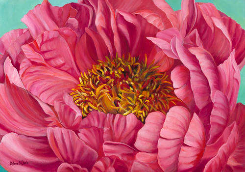 LARGE `CORAL PEONY` LIMITED GICLEE - SIGNED BY ARTIST - FABULOUS PAINTING!!! 126CM X 90CM X 4CM
