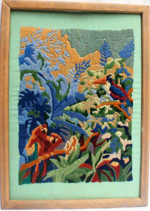 HAND EMBROIDERED 'JUNGLE SCENE' REALLY LOVELY!!!