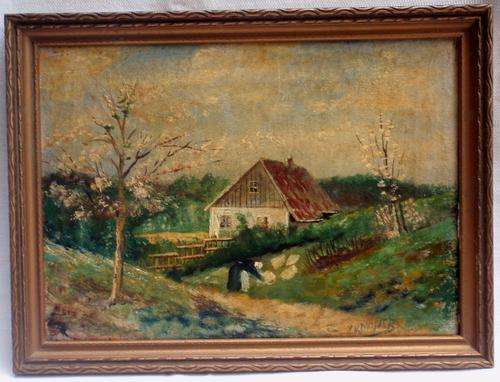 VERY OLD OIL PAINTING - RURAL SCENE