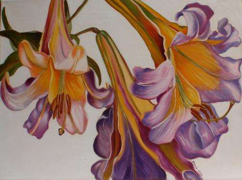 ORIGINAL BOTANICAL ART - 'LILIES' -  THIS IS A BEAUTIFUL PAINTING - FABULOUS BARGAIN!!!