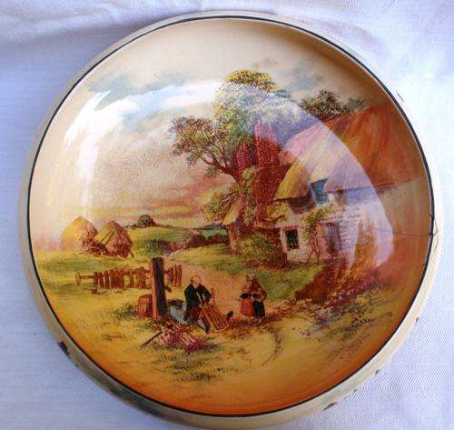 VINTAGE ROYAL DOULTON  'RUSTIC ENGLAND'  LARGE BOWL - SELLING CHEAP DUE TO  DAMAGE!!!