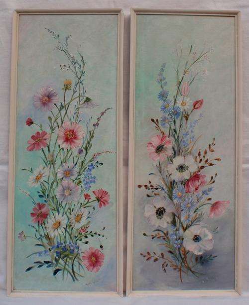 TWO BEAUTIFUL ORIGINAL FLORAL PAINTINGS - SIGNED BY ARTIST - ANN WHITE - BARGAIN!!!