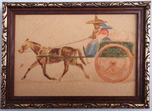 VINTAGE - STRANGE LITTLE WATERCOLOUR PAINTING