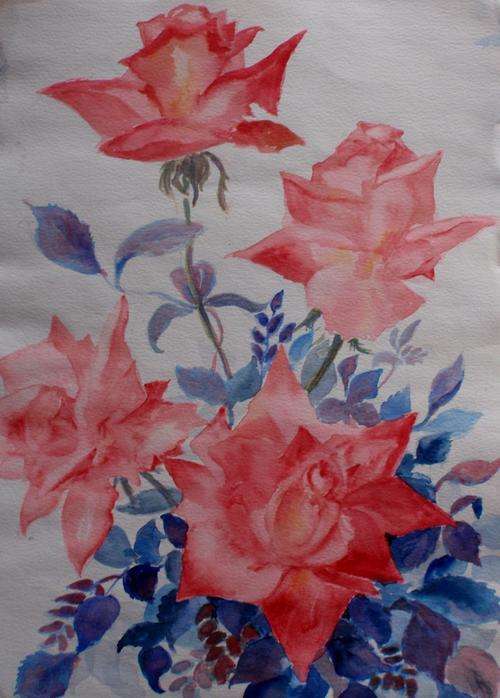 FLORAL BEAUTY (3) STUNNING ORIGINAL WATERCOLOUR ON GOOD QUALITY WATERCOLOUR PAPER - BARGAIN!!!