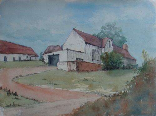 LOVELY ORIGINAL WATERCOLOUR 'COUNTRY HOME' - DECORATE WITH ORIGINALS!!!