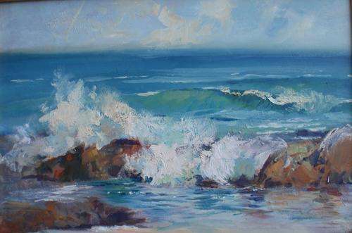 GORGEOUS ORIGINAL SEASCAPE - SIGNED MARY CLARK - BEAUTIFUL IMPRESSIOINIST STYLE OF ART!!!