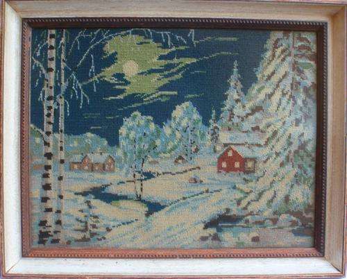 VINTAGE TAPESTRY - MAGICAL, MYSTICAL & BEAUTIFUL NORWEGIAN, SNOW SCENE - GORGEOUS, NEIL SACK FRAME