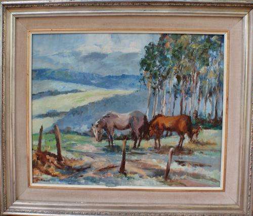 VINTAGE - LOVELY OLD FARM SCENE ' BARTON HEIGHTS FARM 1971' SIGNED G.J.MATHESON - IMPRESSIONIST!!!