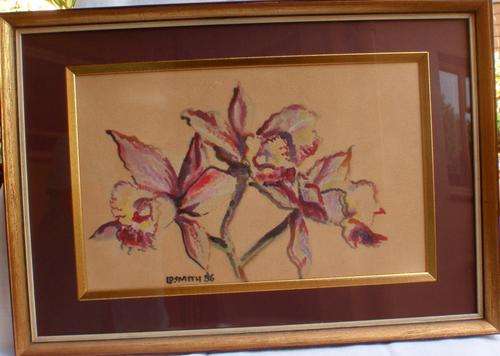 VINTAGE - GORGEOUS, SOPHISTICATED ORIGINAL PAINTING 'ORCHIDS' BEAUTIFULLY FRAMED - GOOD CONDITION!!!