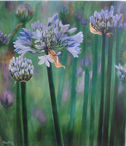 FABULOUS LIMITED GICLEE ON CANVAS 'AGAPANTHUS' - PRINT OF ORIGINAL BY ARLENE McDADE - SIGNED & DATED