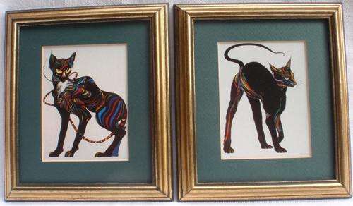 FOUR FABULOUS PRINTS - INSPIRED BY THE MUSICAL 'CATS'  BEAUTIFULLY FRAMED - See other two!