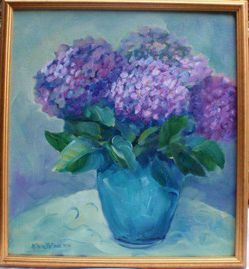 BEAUTIFUL HYDRANGEAS - ORIGINAL OIL BY ARLENE McDADE - WELL BELOW GALLERY PRICE!!!