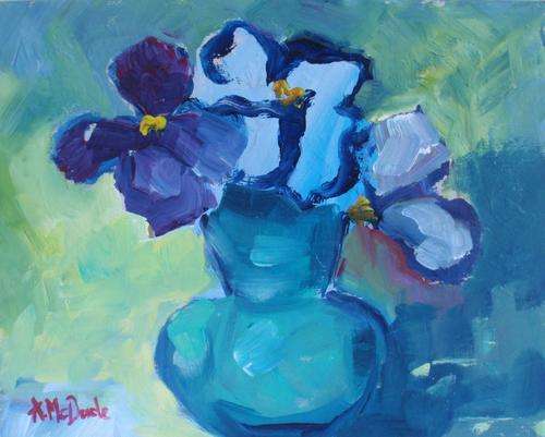 STUNNING PAIR OF ORIGINAL PAINTINGS BY ARLENE McDADE - 'PANSIES'  WELL BELOW GALLERY PRICE!