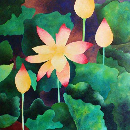 Original painting 'Mystical Lotus Pond'
