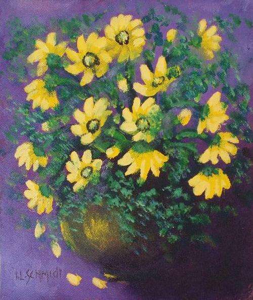 Original Ivy Schmidt1917-2008 'Yellow Daisies 1'