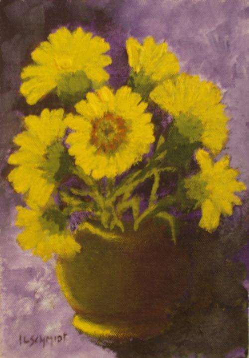 Original Ivy Schmidt 1917-2008 'Yellow Daisies 3'