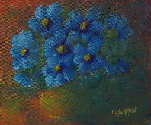 Original Ivy Schmidt 1917-2008 'Blue Daisies 1'