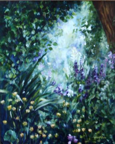 Original Arlene McDade ' Secret Garden 2' BEAUTIFUL GARDEN SCENE FRAMED IN GORGEOUS ORNATE FRAME!!!