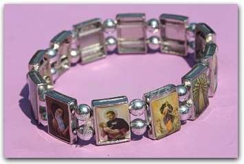 Silver Catholic Saints Bracelet