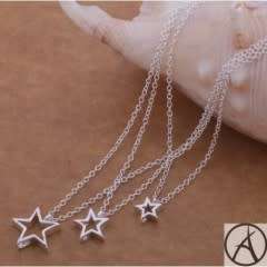 Eternia - 925 silver 3 tier hollow star necklace