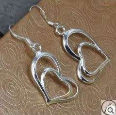 Eternia - 925 Stamped silver, Double Heart Earrings.