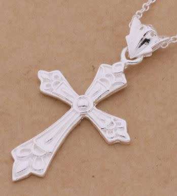 925 stamped silver chain Cross necklace pendant