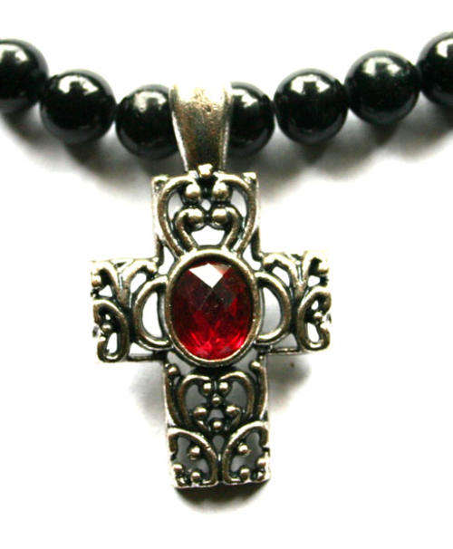 Black & Red Cross Necklace