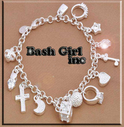 STERLING SILVER 13 Charm Bracelet