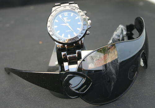 Black FASHION Sunglasses & Watch