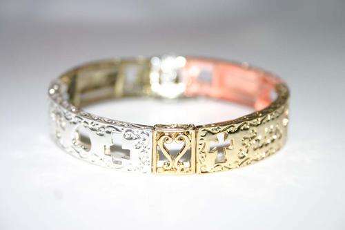 REBEL FAITH "CHRISTIAN' Gold&Silver&copper Faith Hope Love Bracelet