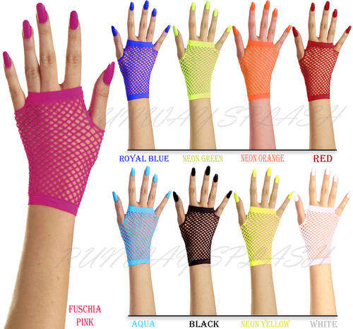 **HI FASHION** Pack with NEON GREEN 2 Fishnet SHORT Fashion Gloves LIMITED STOCK