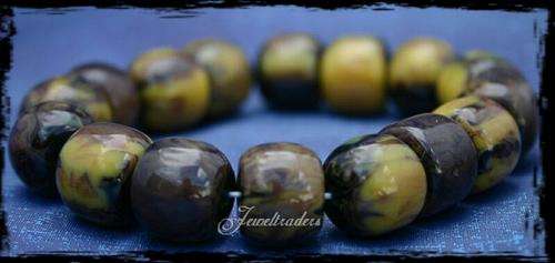 JT - **NEW!!** Brown & Yellow Marble Lucite Buddha Prayer Beads