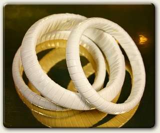 JT - THREE White Leather simulated Bangles