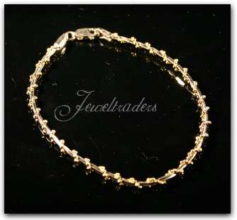 JT - "BASSANO COLLECTION" 20CM Sterling Silver & 18ct Gold Fancy Square Snake Bracelet